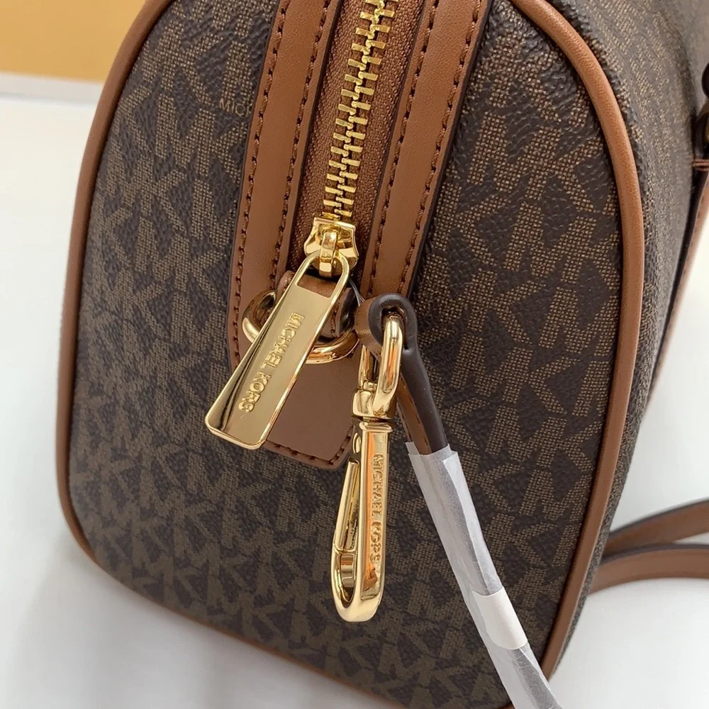 MICHAEL KORS JST TRAVEL MEDIUM DUFFLE SATCHEL SHOULDER CROSSBODY BAG MK BROWN